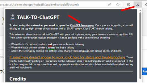 Tryck sedan på Talk-To-ChatGPT-ikonen. Gå sedan in på länken ChatGPT home page och logga in på ditt ChatGPT-konto.