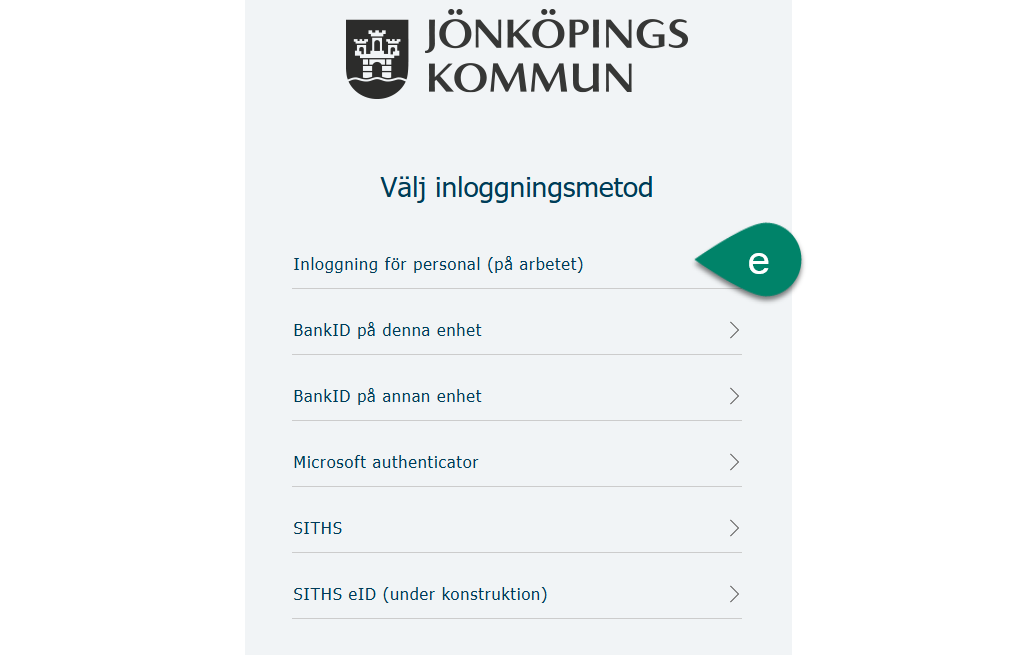 Klicka på Inloggning för personal
