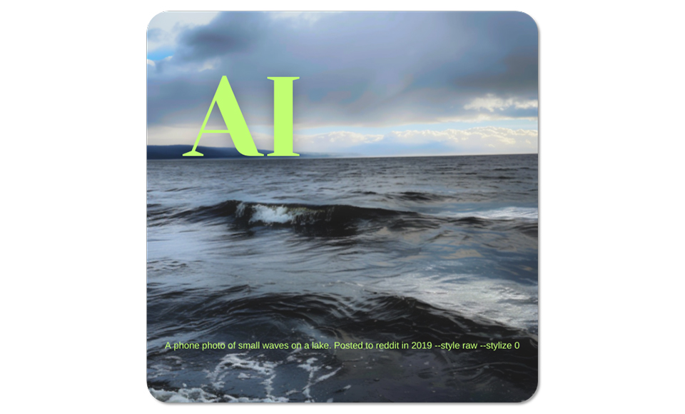 AI-genererad bild på vågor på en sjö.