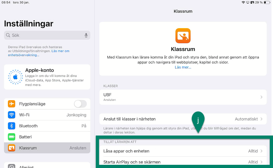 Kryssa i Tillåt läraren att